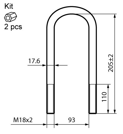 Стремянка рессоры M18*2*93*205 Exovo 01945E