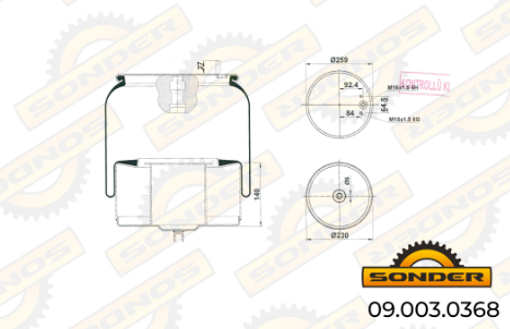 Пневморессора в сборе (420) Sonder 090030368