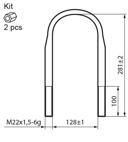 Стремянка рессоры М22х2,5х150х281 Exovo 28236E