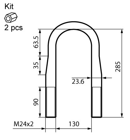 Cтремянка рессоры М24x2.0x130x285 Exovo 28262E