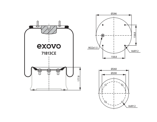 Пневморессора в сборе (813) EXOVO 71813CE