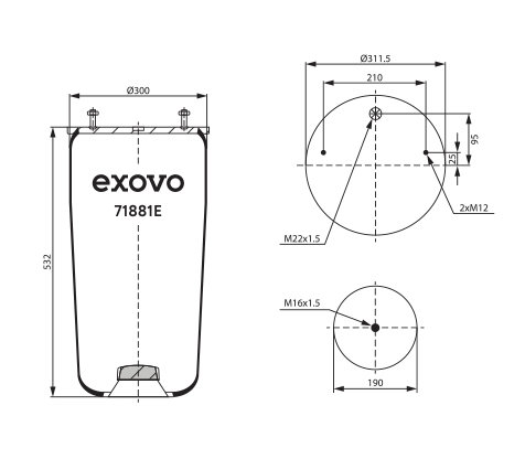 Пневморессора (881) EXOVO 71881CE