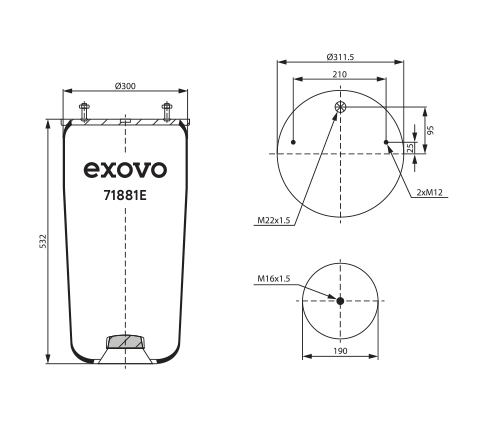 Пневморессора (881) EXOVO 71881E