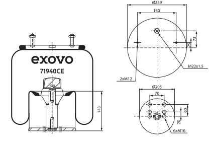 Пневмоамортизатор EXOVO 71940CE