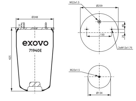 Пневмоамортизатор EXOVO 71940E
