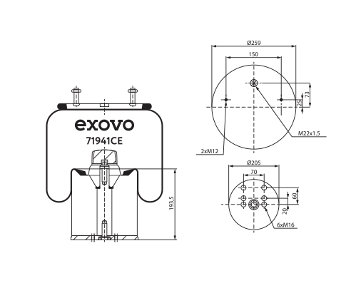 Пневморессора (941) Exovo 71941CE