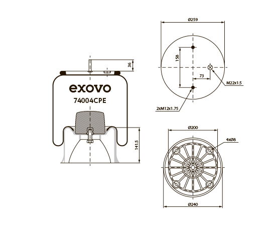 Пневморессора в сборе (4004) Exovo 74004CPE