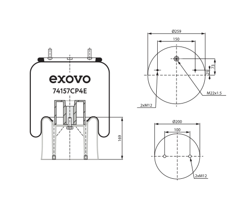 Пневморессора в сборе (157) Exovo 74157CP4E