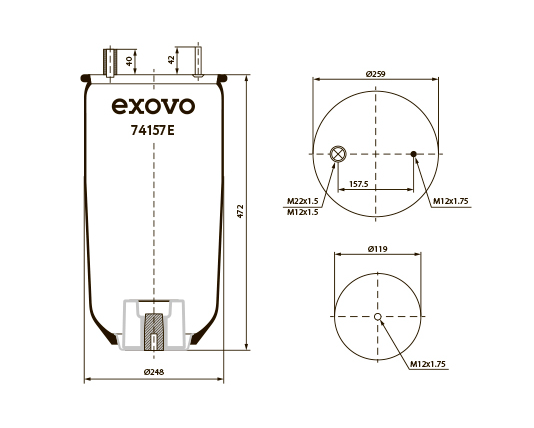 Пневморессора (157) EXOVO 74157E