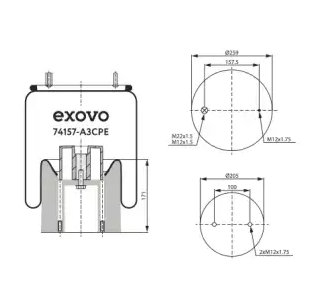 Пневморессора 157 EXOVO 74157A3CPE