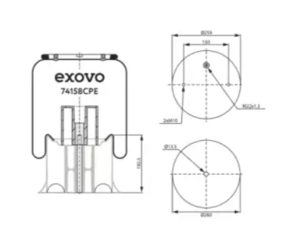 Пневморессора (158) Exovo 74158CPE