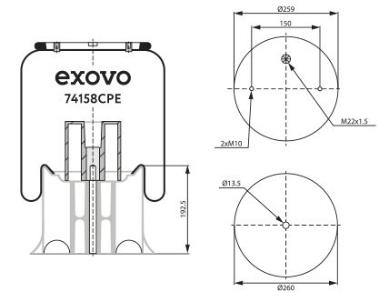 Пневмоамортизатор EXOVO 74158E