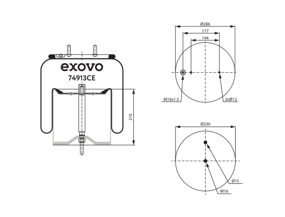 Пневморессора (913) EXOVO 74913CE