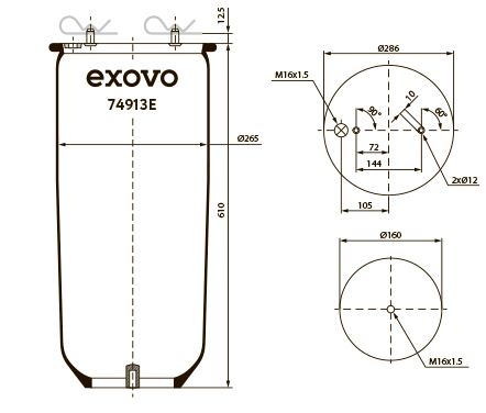 Пневмоамортизатор EXOVO 74913E