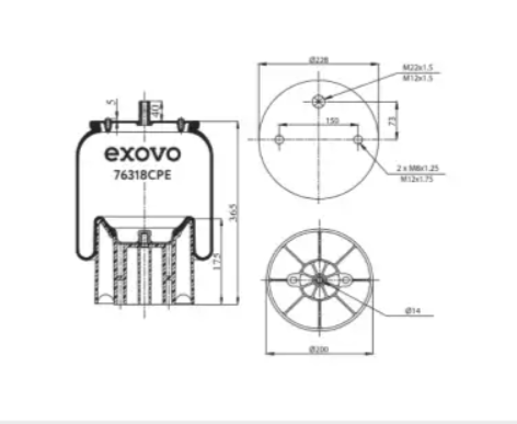 Пневмоамортизатор в сборе Exovo 76318CPE