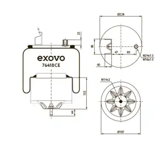 Пневморессора EXOVO 76418CE