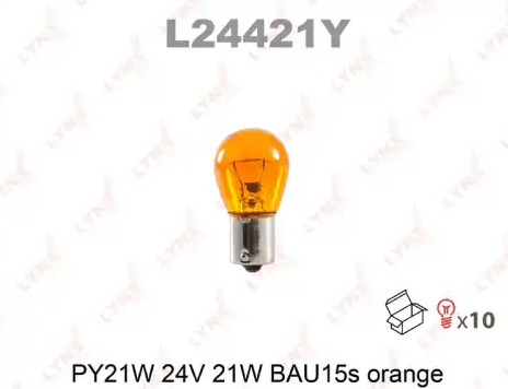 Лампа PY21W 24V (BAU15s) LYNXAUTO L24421Y