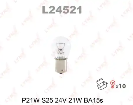 Лампа P21W 24V BA15S LYNXAUTO L24521