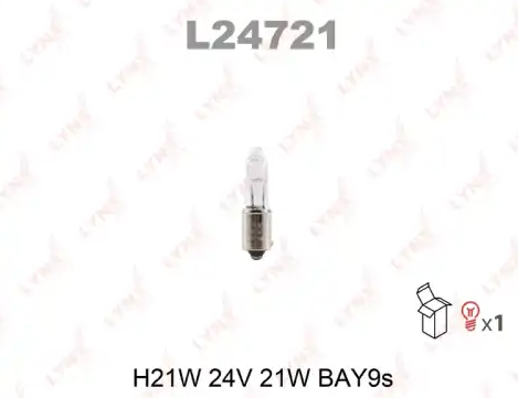 Лампа накаливания H21W 24V 21W BAY9S LYNXAUTO L24721