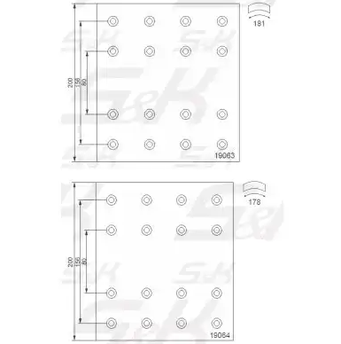 Накладки тормозные задние (420х200) SK SK190630001