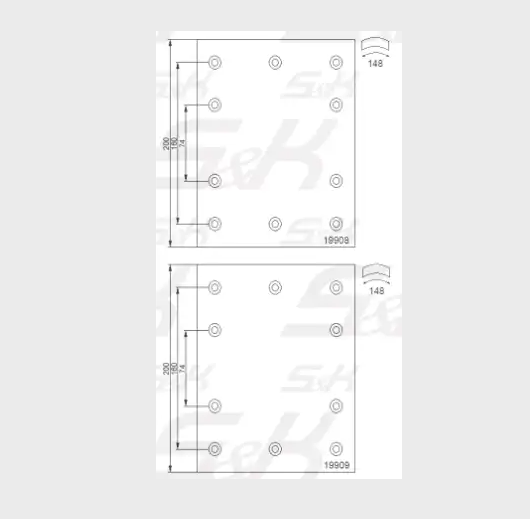 Накладки тормозные STD с заклепками SK SK1990800-01