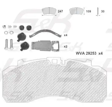 Колодки дискового тормоза (Daf 248x108x30) SKSK29253-PL