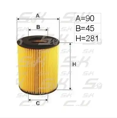 Фильтрующий элемент масла (H=281 D1=90 D2=45) SK SK-5810005-01
