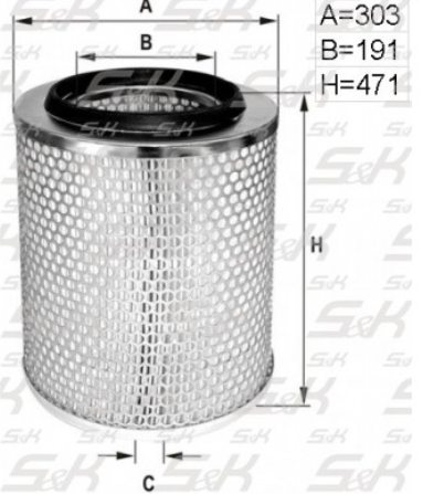 Фильтр воздушный (H=471 D1=303 D2=191) SK SK-5850001-01